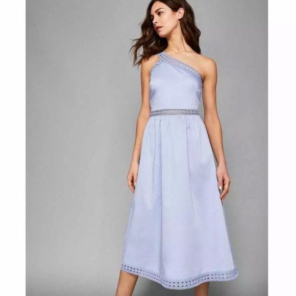 Ted Baker Kallii blue crochet trim midi dress